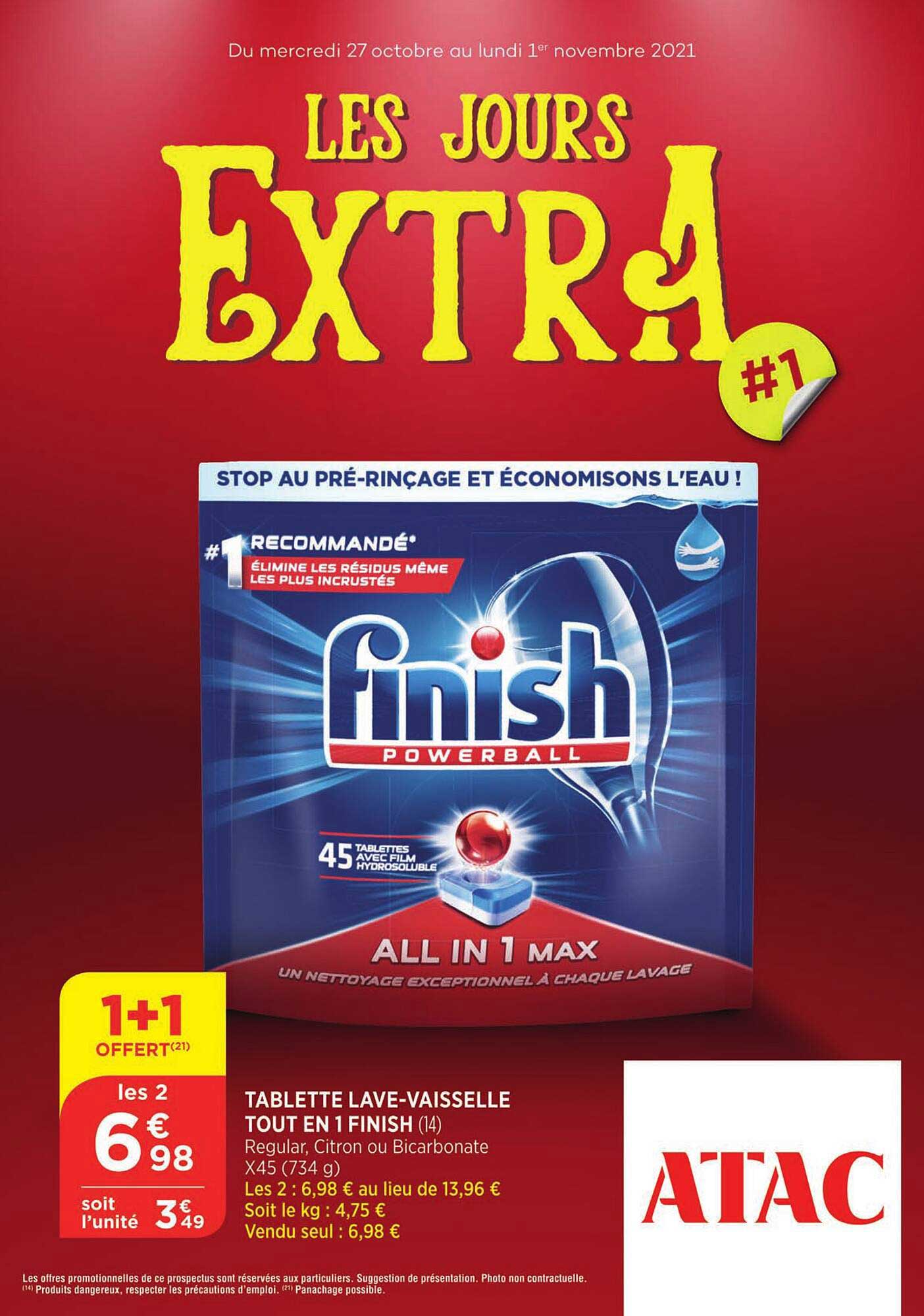 tablette lave-vaisselle tout en 1 finish