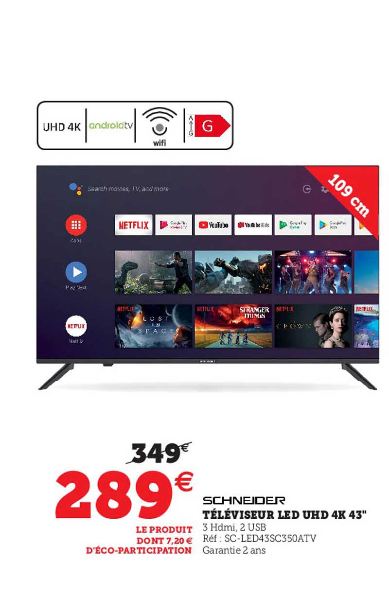 Téléviseur Led Uhd 4k 43" Schneider