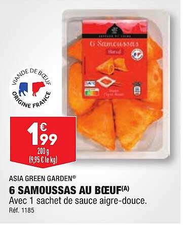 6 samoussas au bœuf asia green garden