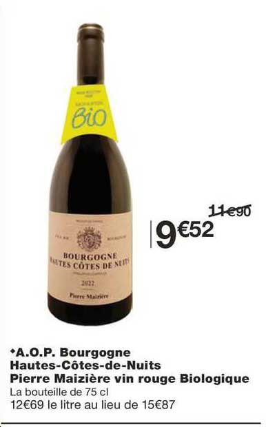 a.o.p. bourgogne hautes-côtes-de-nuits pierre maizière vin rouge biologique