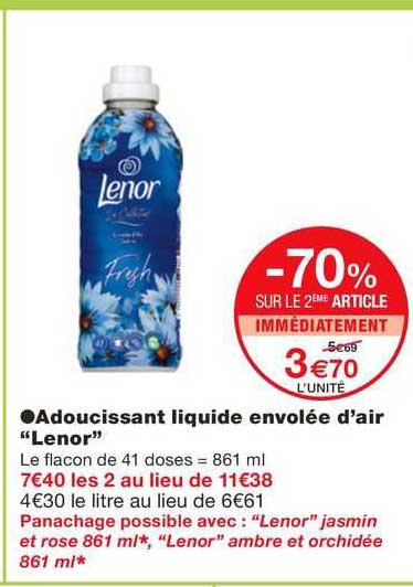 adoucissant liquide envolée d'air "lenor"