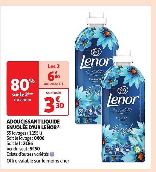adoucissant liquide envolée d'air lenor