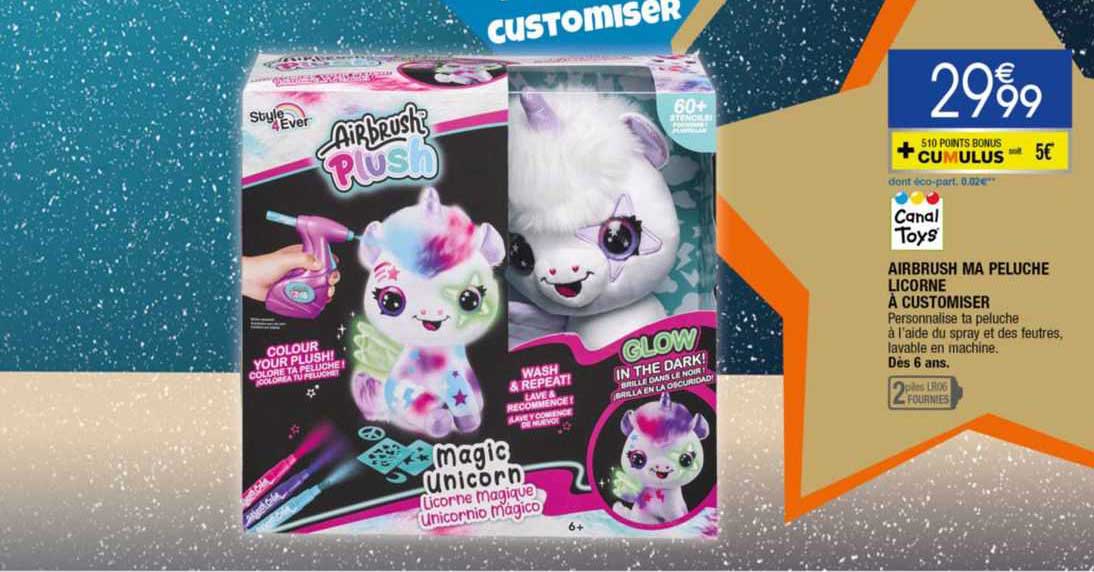 airbrush ma peluche licorne à customiser canal toys