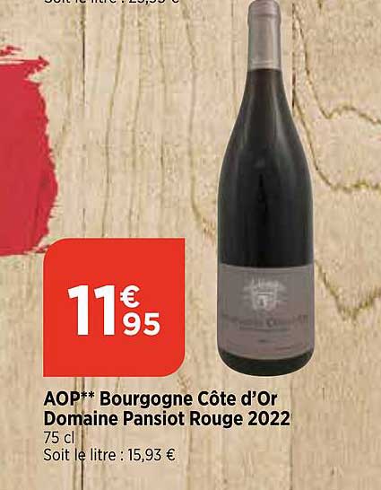 aop bourgogne côte d'or domaine pansiot rouge 2022