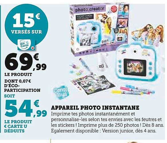 appareil photo instantané canal toys