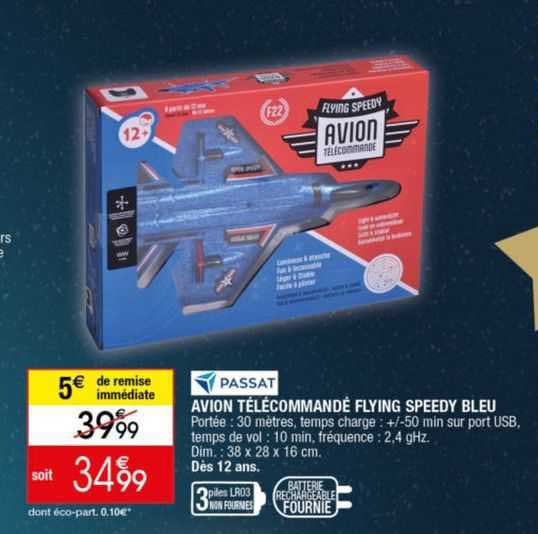 avion télécommandé flying speedy bleu passat