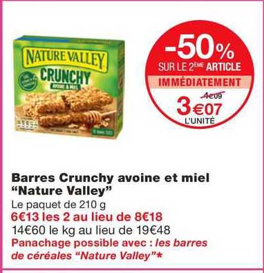 barres crunchy avoine et miel "nature valley"