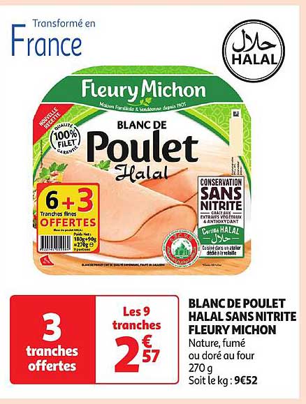 blanc de poulet halal sans nitrite fleury michon