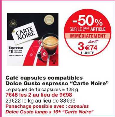 café capsules compatibles dolce gusto espresso "carte noire"