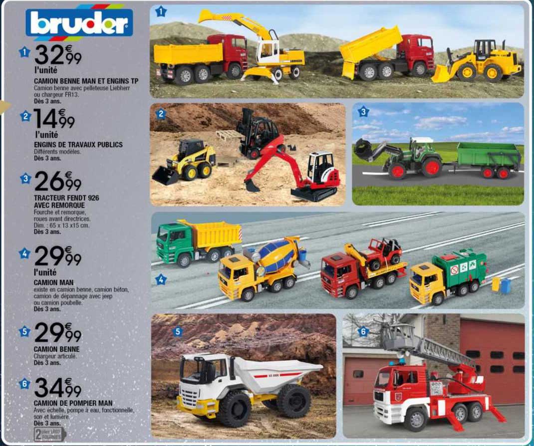 camion benne man et engins tp, engins de travaux publics, tracteur fendt 926 avec remorque, camion man, camion benne, camion de pompier bruder