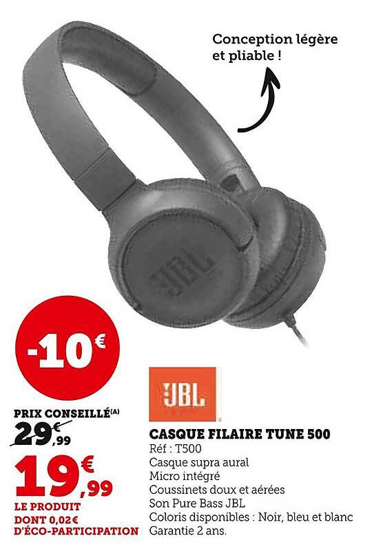 casque filaire tune 500 jbl