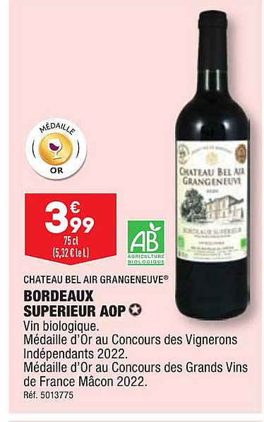 château bel air grangeneuve bordeaux supérieur aop