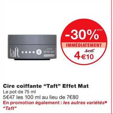 cire coiffante "taft" effet mat