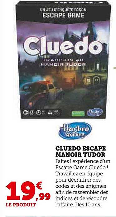 cluedo escape manoir tudor hasbro gaming