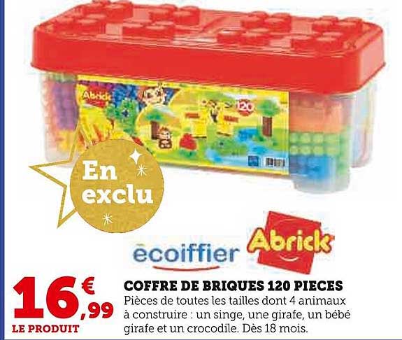 coffre de briques 120 pièces écoiffier abrick