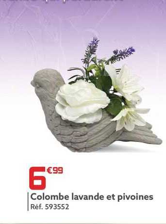 colombe lavande et pivoines