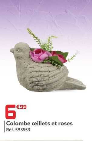 colombe oeillets et roses