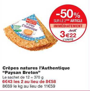 crêpes natures l'authentique "paysan breton"