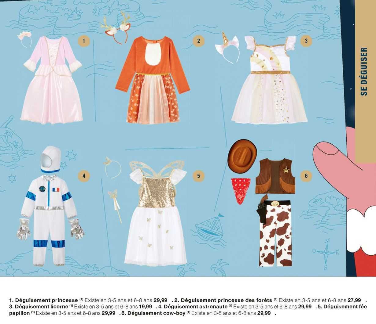 déguisement princesse, déguisement princesse des forêts, déguisement  licorne, déguisement astronaute, déguisement fée papillon, déguisement cow-boy