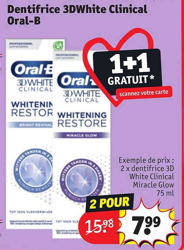 dentifrice 3DWhite clinical oral-b
