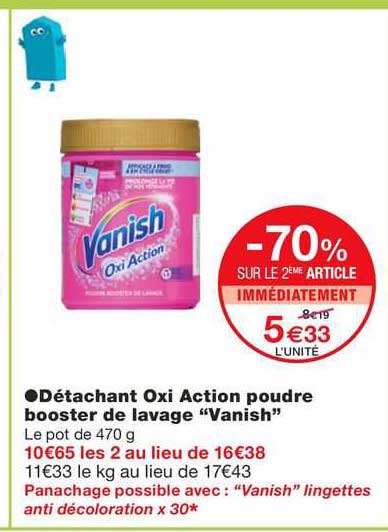 détachant oxi action poudre booster de lavage "vanish"