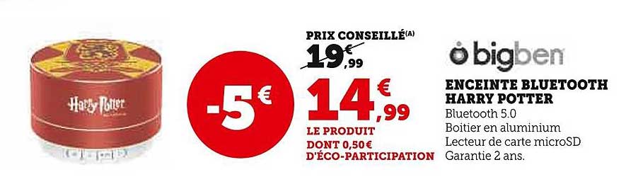 enceinte bluetooth harry potter bigben