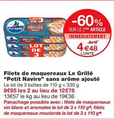 filets de maquereaux le grillé "petit navire" sans arôme ajouté