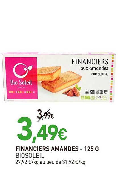 Financiers Amandes - Biosoleil