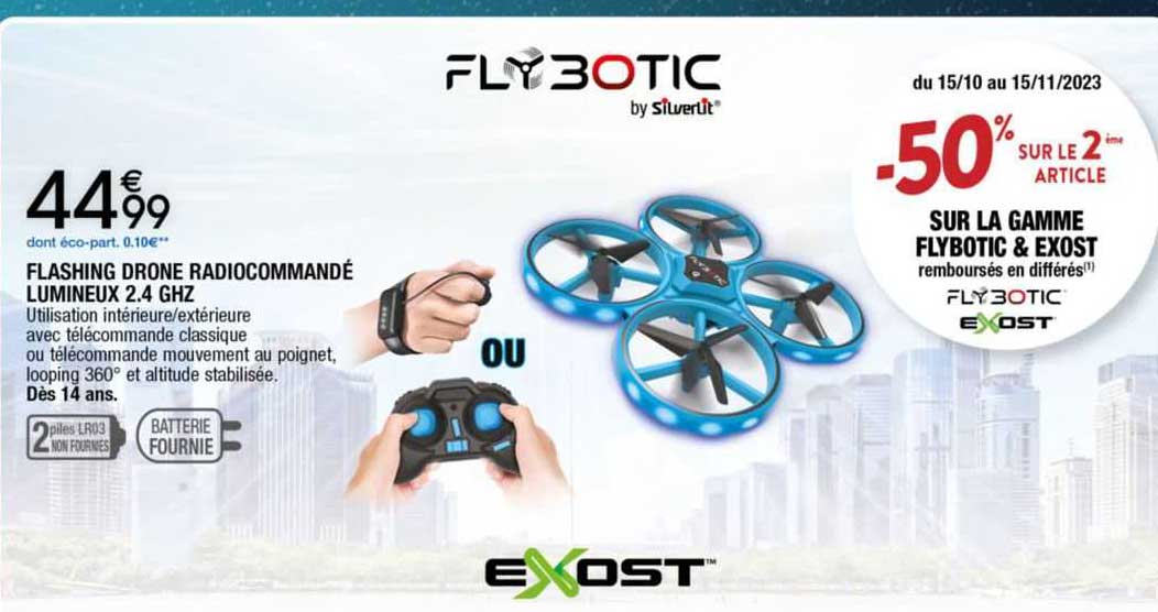 flashing drone radiocommandé lumineux 2.4 ghz flybotic by silverlit