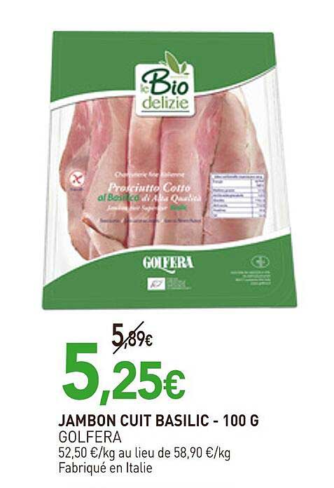 jambon cuit basilic golfera
