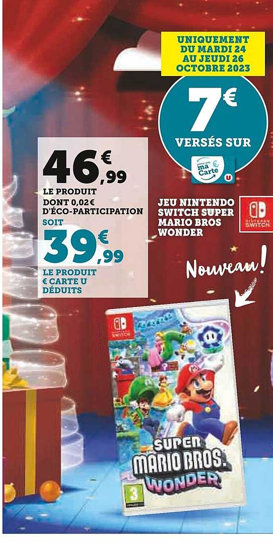 jeu nintendo switch super mario bros wonder