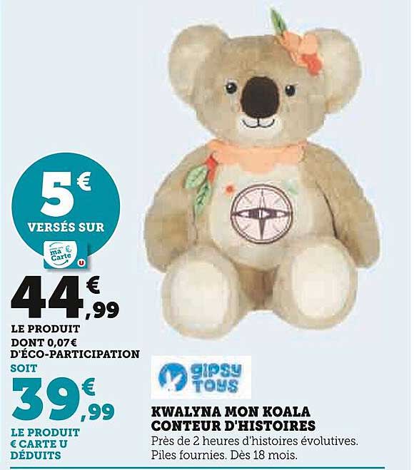 kwalyna mon koala conteur d'histoires gipsy toys
