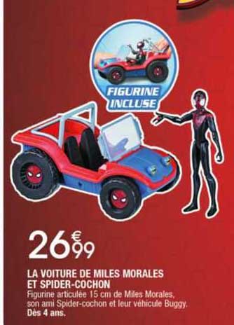 la voiture de miles morales et spider-cochon
