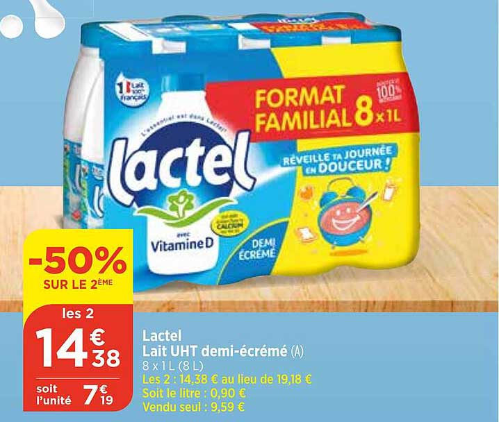 Lactel Lait Uht Demi-écrémé