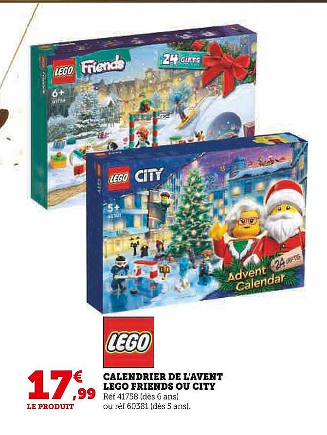 lego calendrier de l'avent lego friends ou city