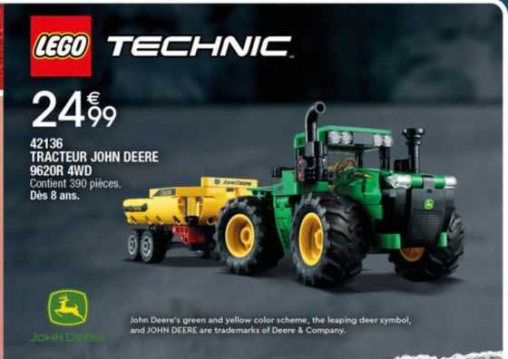 lego technic 42136 tracteur john deere 9620r 4wd