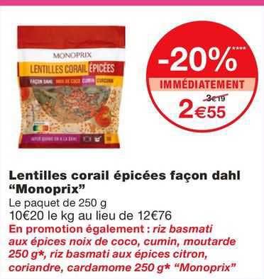 lentilles corail épicées façon dahl "monoprix"
