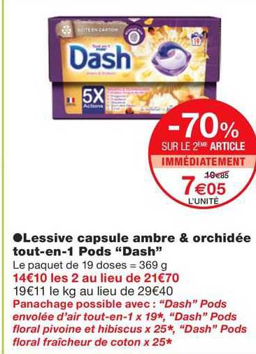 lessive capsule ambre & orchidée tout-en-1 pods "dash"