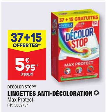 lingettes anti-décoloration décolor stop