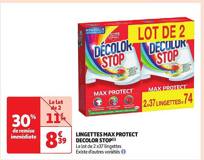 lingettes max protect décolor stop