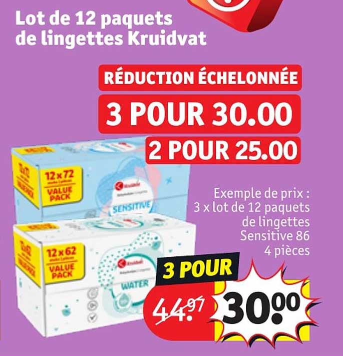lot de 12 paquets de lingettes kruidvat