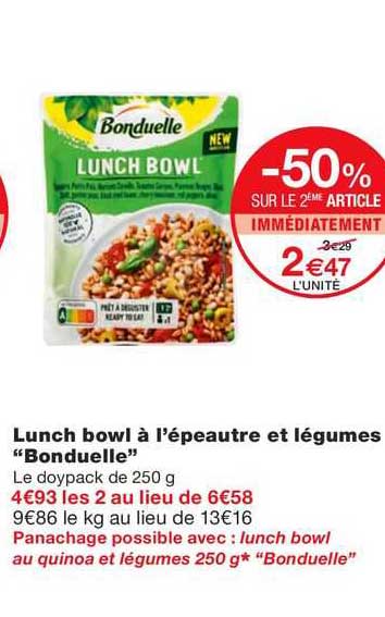 lunch bowl à l'épeautre et légumes "bonduelle"
