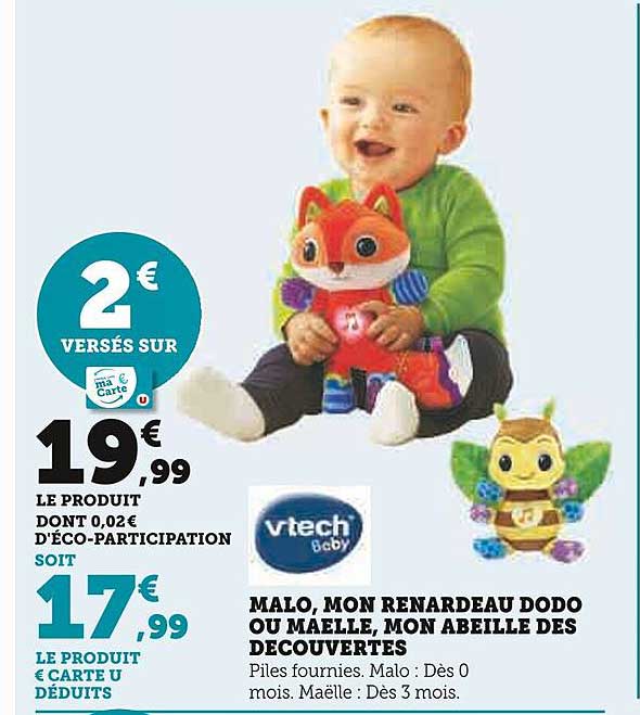 malo, mon renardeau dodo ou maëlle, mon abeille des découvertes vtech baby