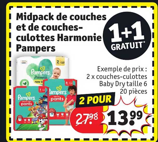 midpack de couches et de couches-culottes harmonie pampers
