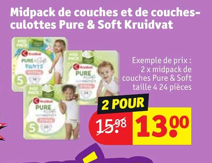 midpack de couches et de couches-culottes pure & soft kruidvat