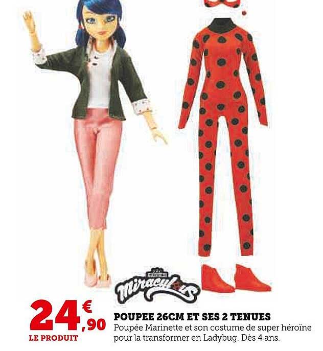 miraculous poupée 26 cm et ses 2 tenues