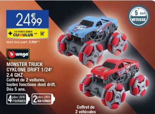 monster truck cyklone drift 1/24e 2.4 ghz