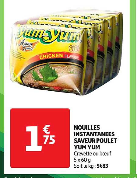 nouilles instantanées saveur poulet yum yum