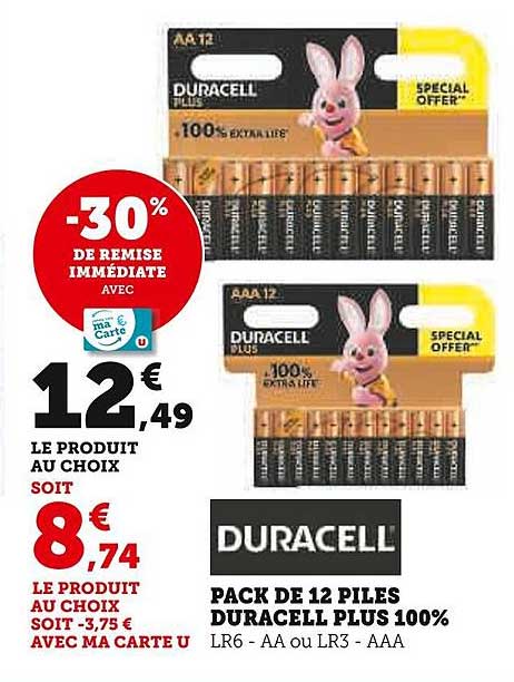 Pack De 12 Piles Duracell Plus 100%