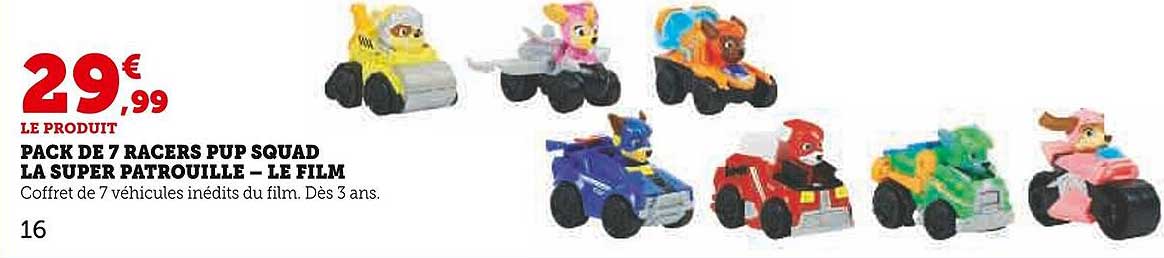 pack de 7 racers pup squad la super patrouille - le film